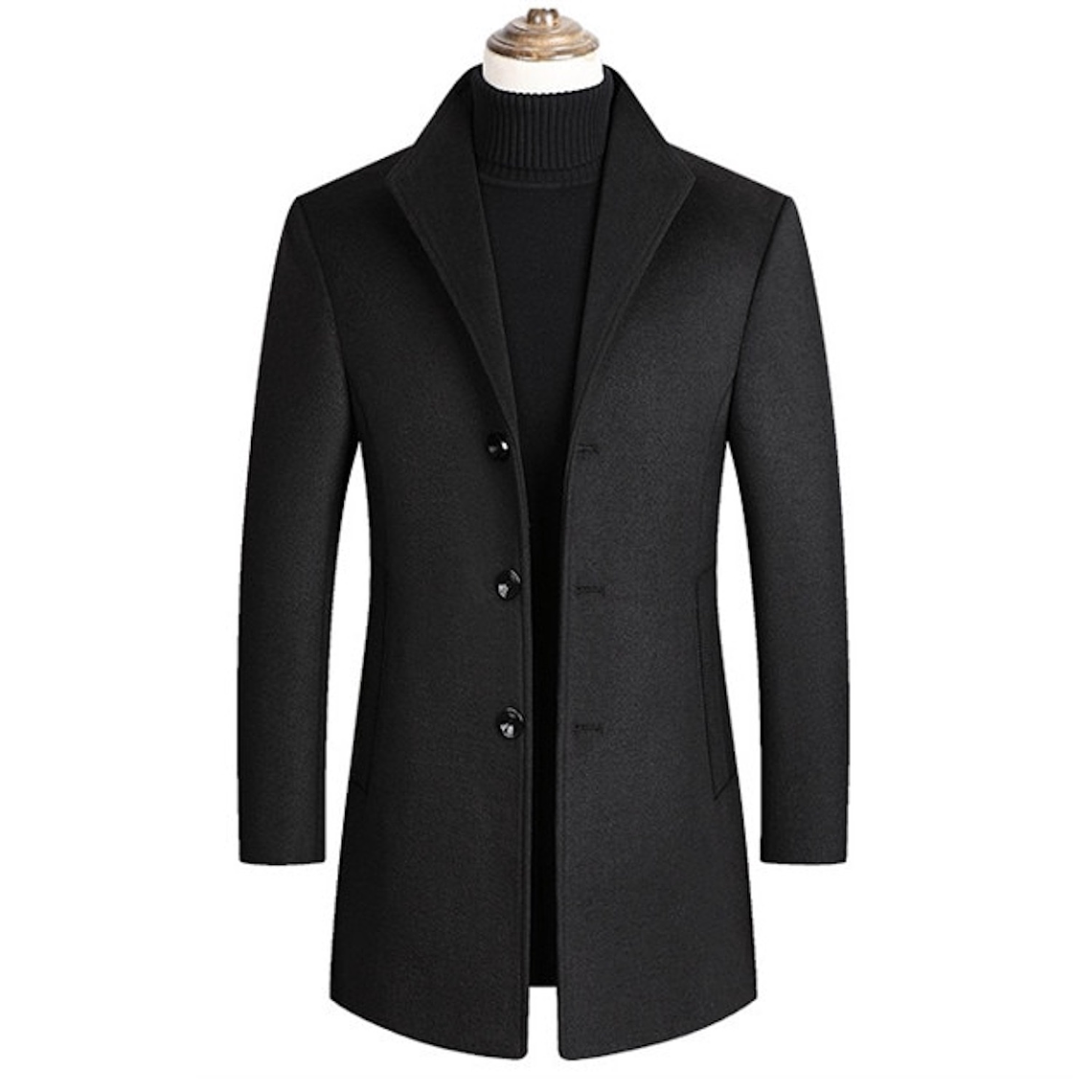 Chaqueta Abrigo Largo Hombre Casual SA837 Negro 1