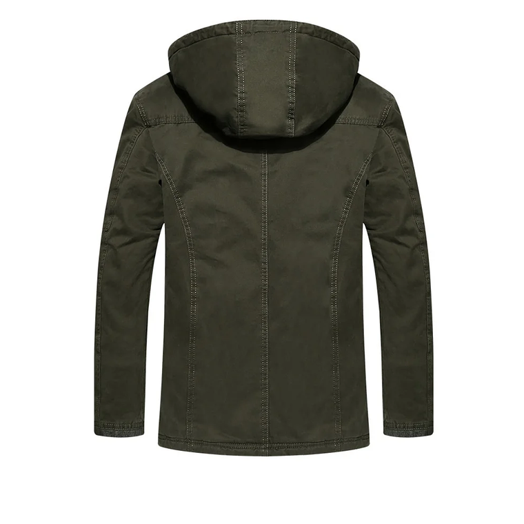 Chaqueta Hombre Militar Capucha Casual Algodon Larga 2