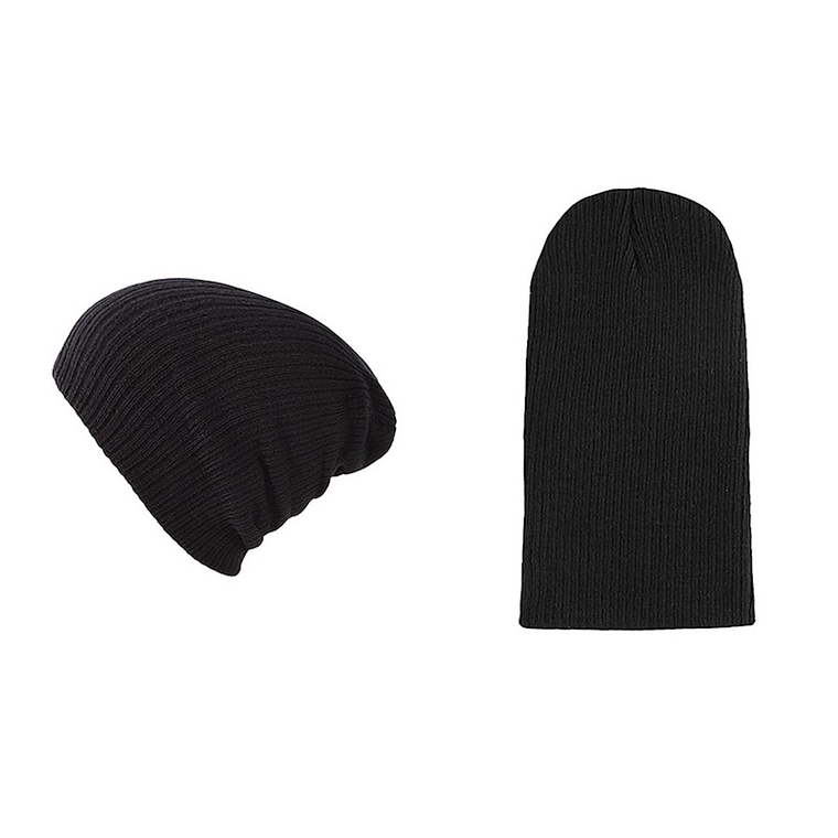 Gorro Unisex Punto Suave Algodon Invierno Liso 028 Negro 2