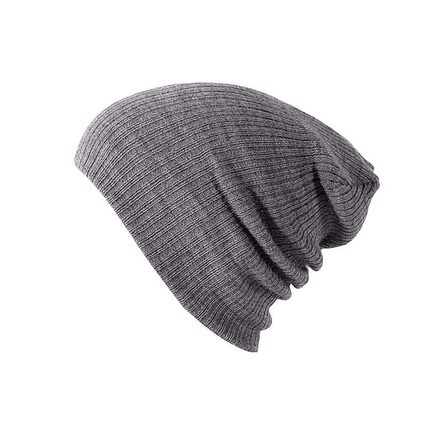 Gorro Unisex Punto Suave Algodon Invierno Liso 028 Gris