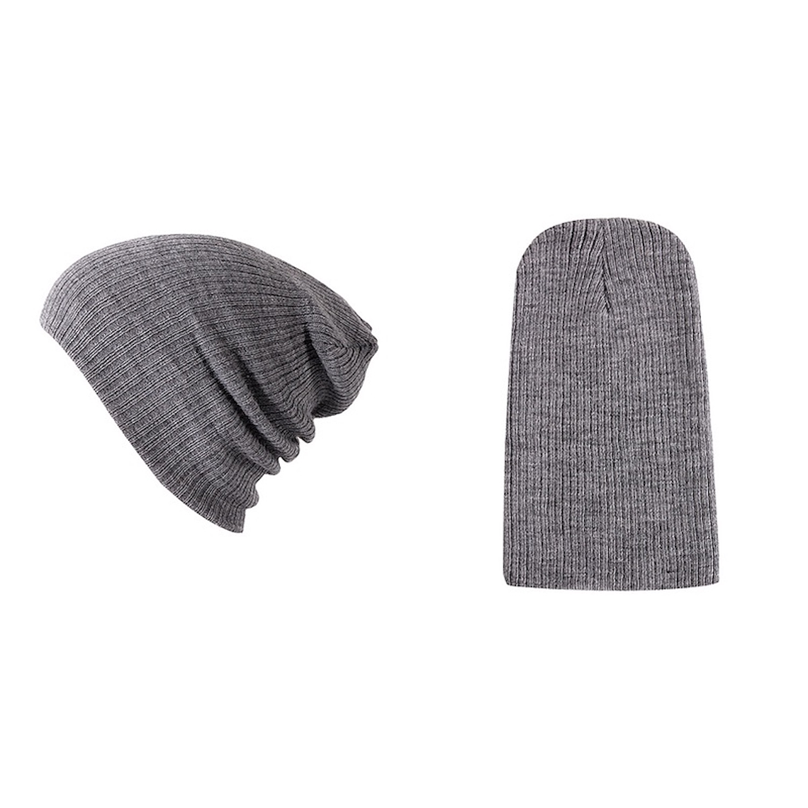 Gorro Unisex Punto Suave Algodon Invierno Liso 028 Gris 2
