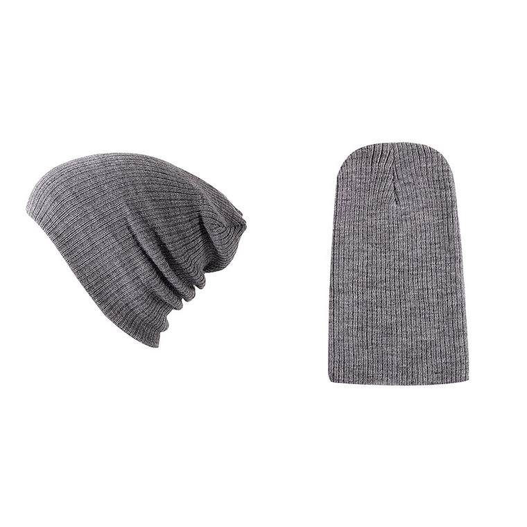 Gorro Unisex Punto Suave Algodon Invierno Liso 028 Gris 2