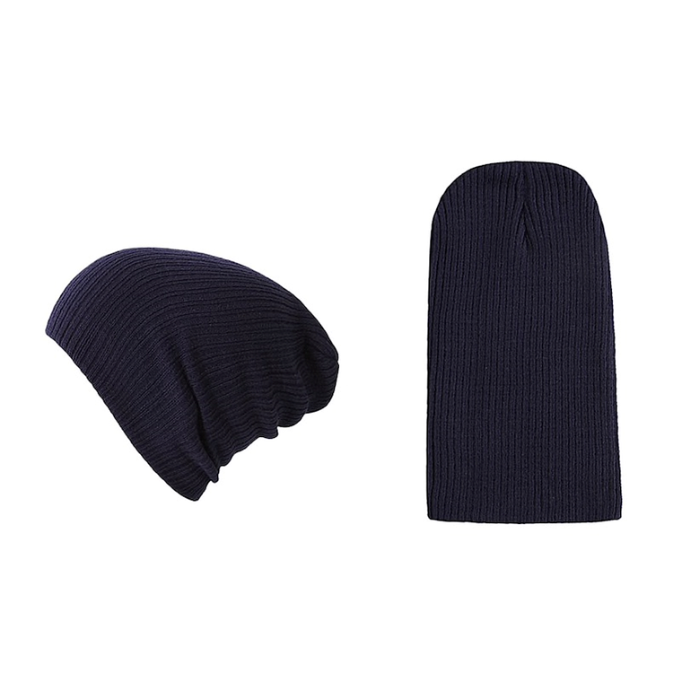 Gorro Unisex Punto Suave Algodon Invierno Liso 028 Azul 2