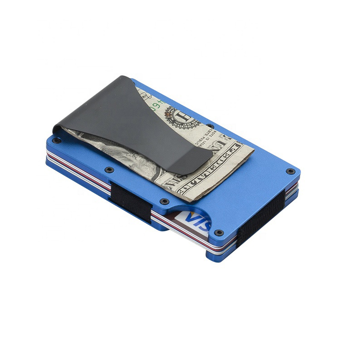 Billetera Tarjetero Hombre Aluminio Bloqueo RFID 0221 Azul 1