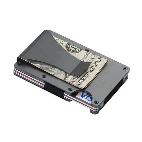 Billetera Tarjetero Hombre Aluminio Bloqueo RFID 0221 Gris