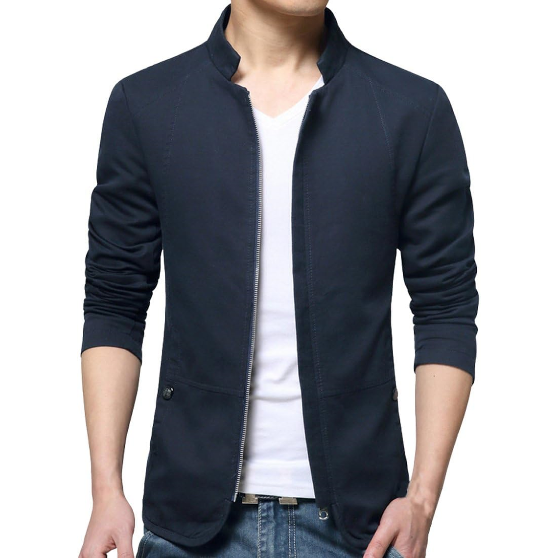 Chaqueta Hombre Casual Slim Fit Cremallera MWJ1778 Azul 1