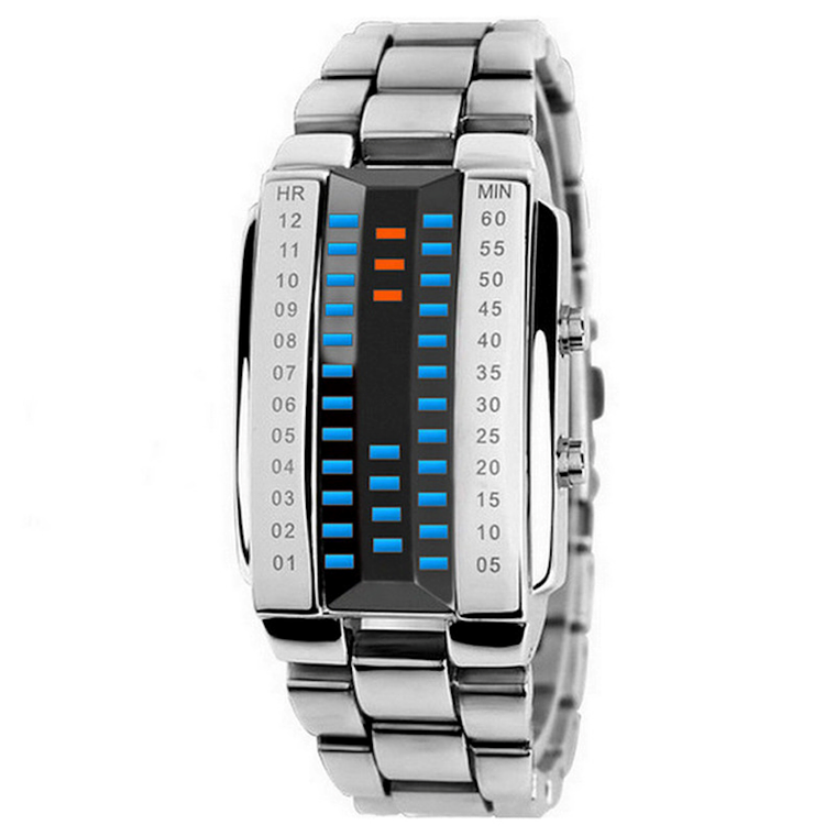 Reloj Binario Electronico Plateado Mujer 1