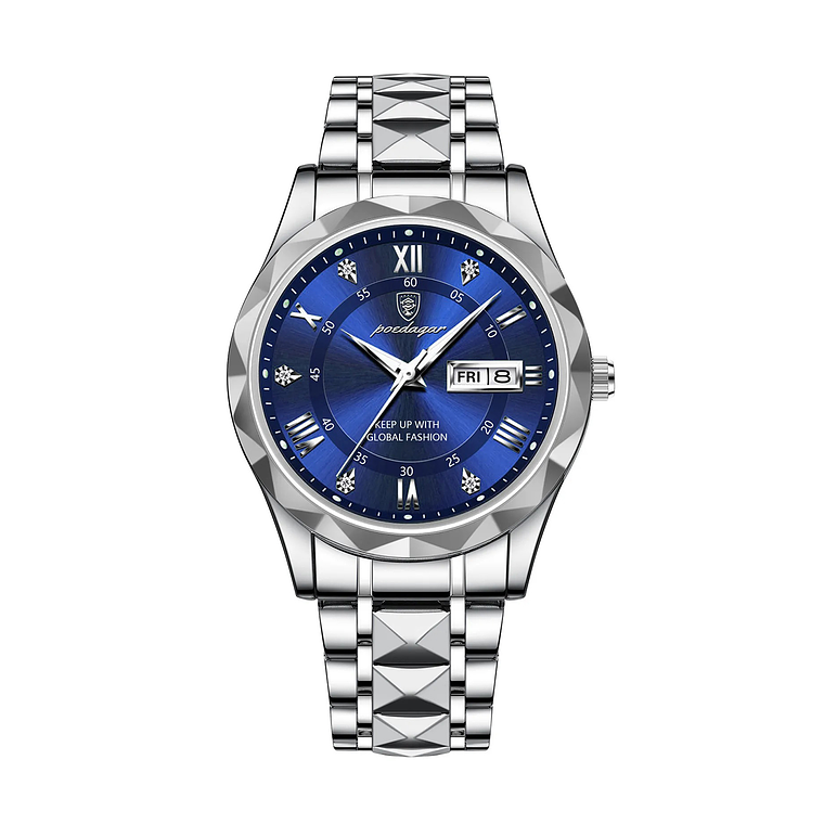 Reloj Hombre POEDAGAR 615 Acero Inoxidable Plateado Azul 1