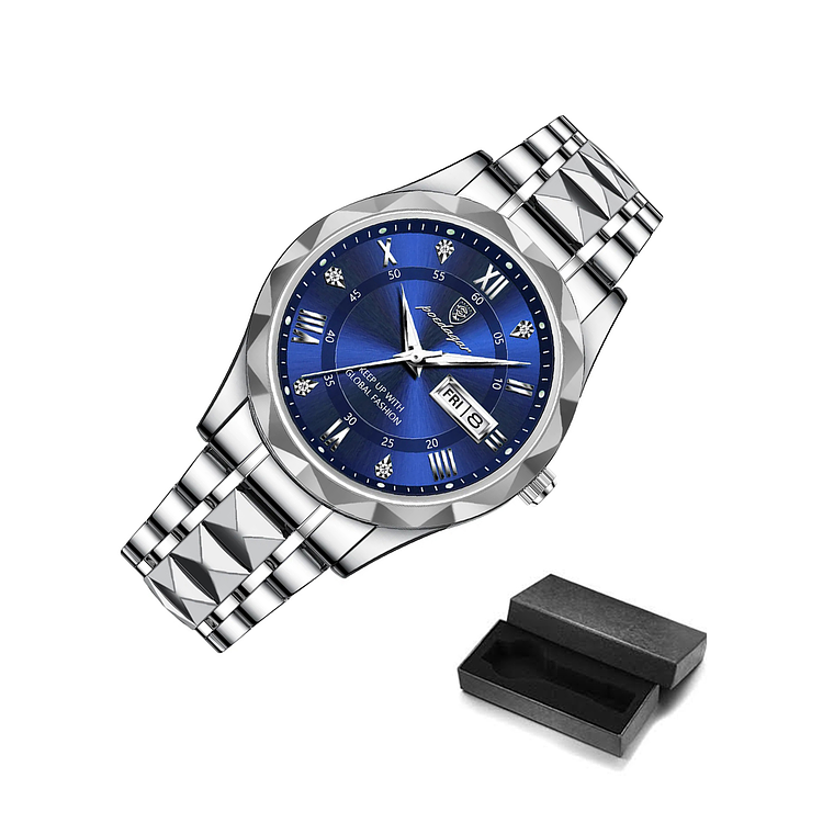 Reloj Hombre POEDAGAR 615 Acero Inoxidable Plateado Azul 2