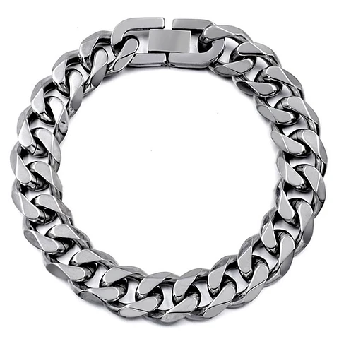 Pulsera Manilla Hombres Acero Inoxidable B284 Plateada 13mm