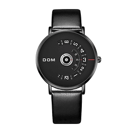 Reloj Hombre Giratorio DOM 1303 Dial Grande Cuarzo Acero Negro