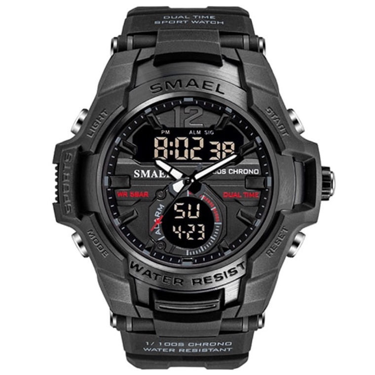 Reloj Deportivo Hombre SMAEL 1805 Tipo Militar Digital Negro 1