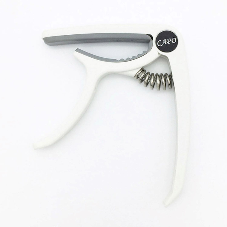 Capo Guitarra Acustica Clasica Plastico Resorte Blanco 1