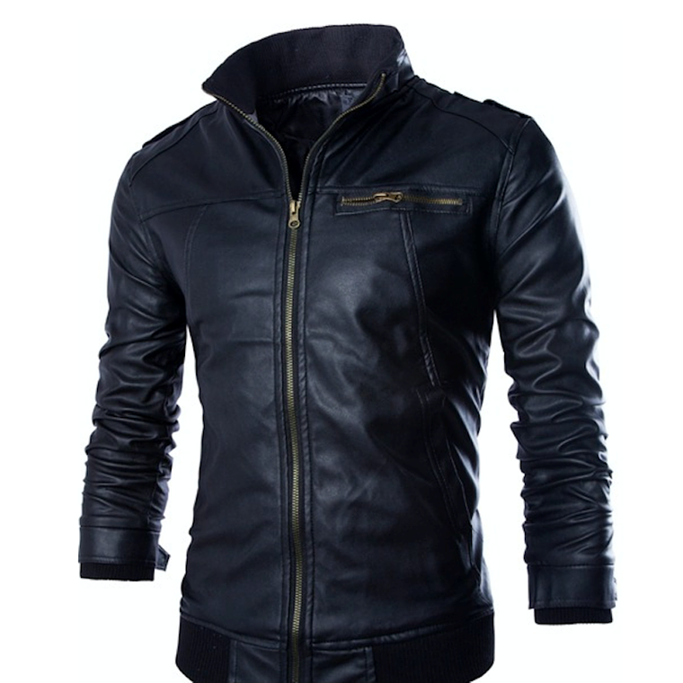 Chaqueta Larga Hombre Cuero Sintetico Casual 42264 Negro 1
