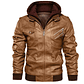 Chaqueta Cuero PU Hombres Casual Motociclista SA722 Miel - Miniatura 2