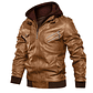 Chaqueta Cuero PU Hombres Casual Motociclista SA722 Miel - Miniatura 1
