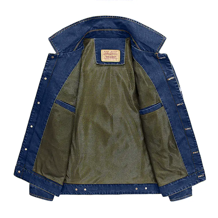 Chaqueta Hombre Denim Moda Casual Slim 1688 Azul Clasico 3