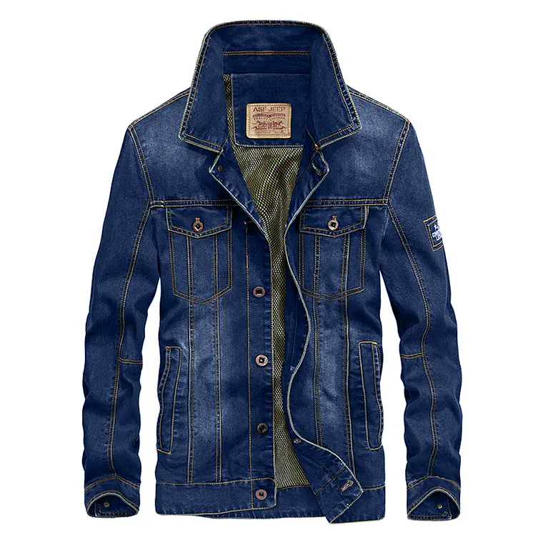Chaqueta Hombre Denim Moda Casual Slim 1688 Azul Clasico 1
