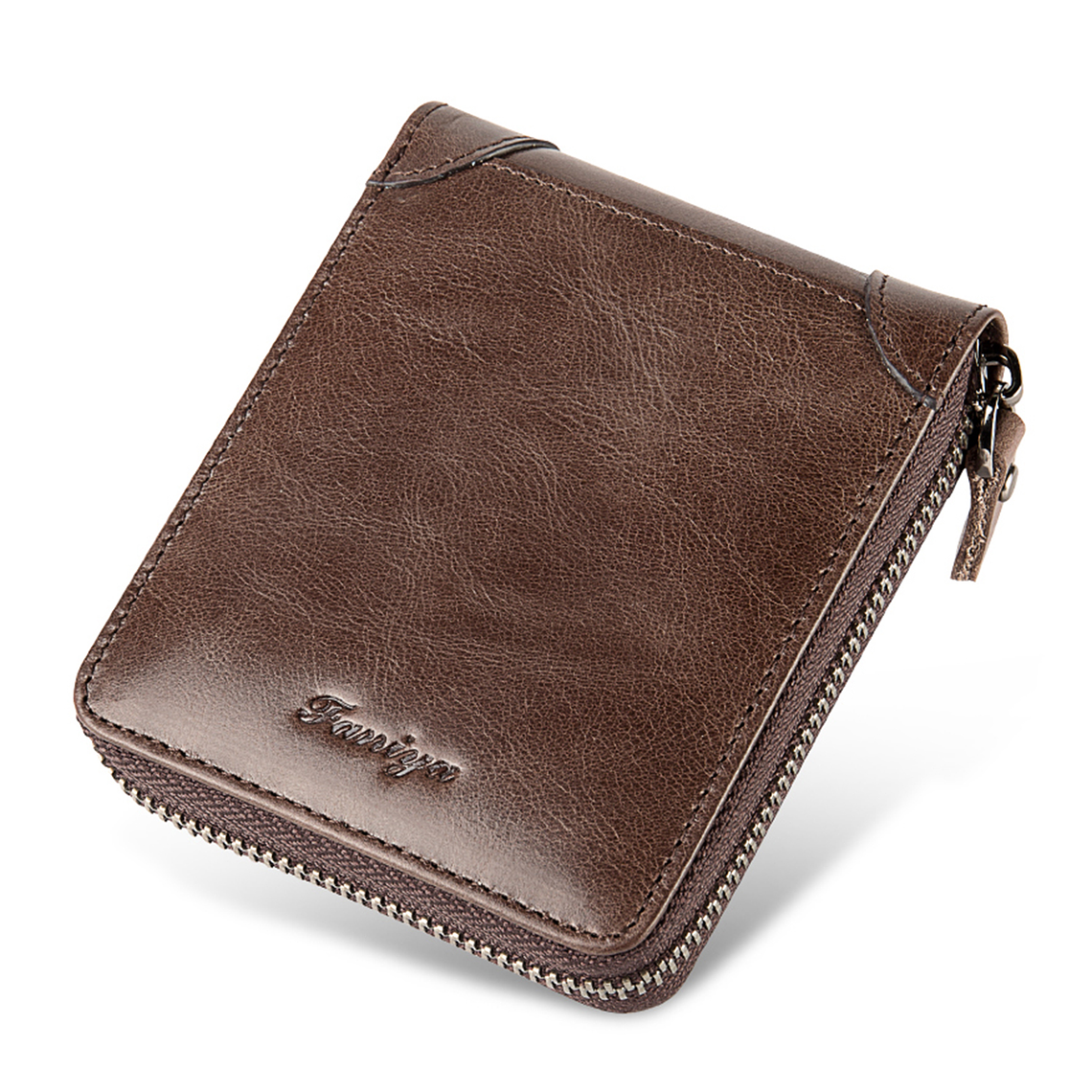 Billetera Cuero PU Hombre Monedero Vintage Bloqueo RFID 6065 Marron 1