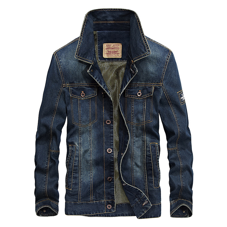 Chaqueta Hombre Denim Moda Casual Slim 1688 Azul Oscuro 1