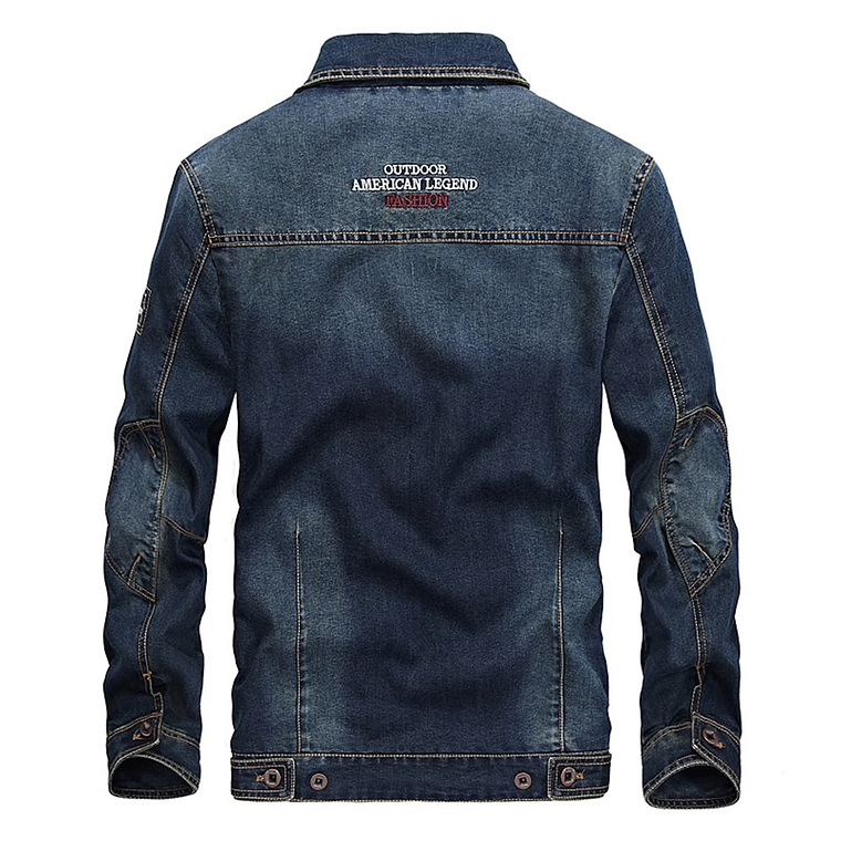 Chaqueta Hombre Denim Moda Casual Slim 1688 Azul Oscuro 3