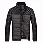 Chaqueta Hombres Calida Cuero PU Poliester 004 Negro Gris - Miniatura 1