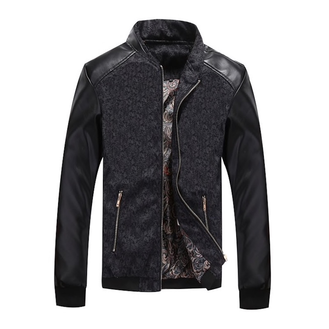 Chaqueta Hombre Cuero PU Poliester Algodon Slim Fit 1