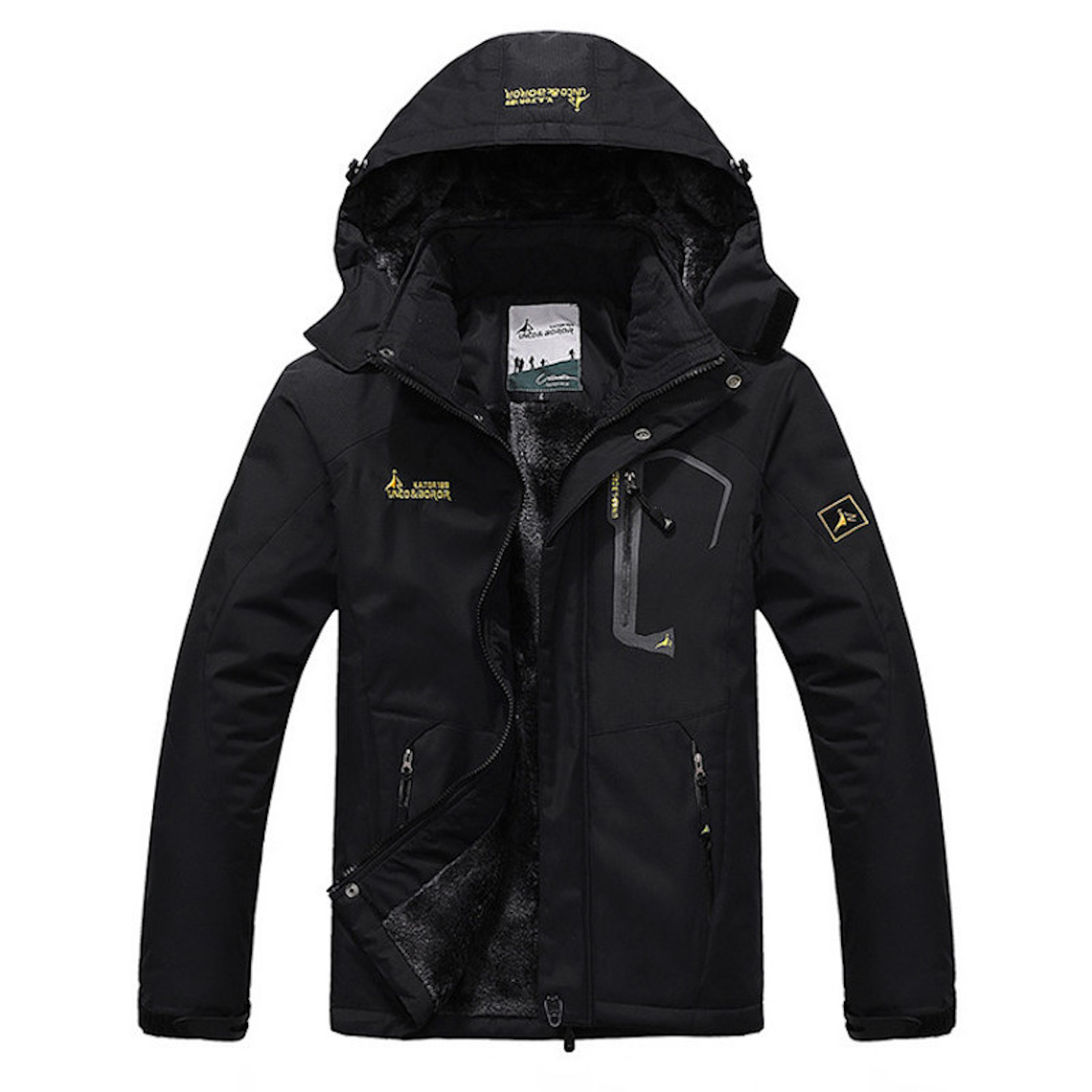 Chaqueta Hombre Gruesa Rompevientos Impermeable Negro 1