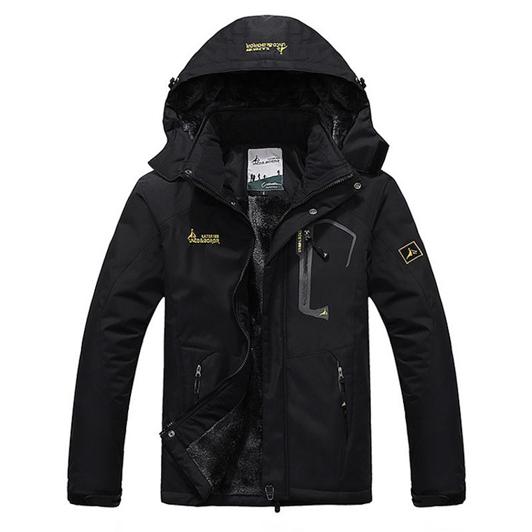 Chaqueta Hombre Gruesa Rompevientos Impermeable Negro 1