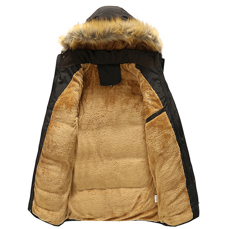 Chaqueta Hombre Calida Gruesa Capucha Rompevientos 390 Negro 2