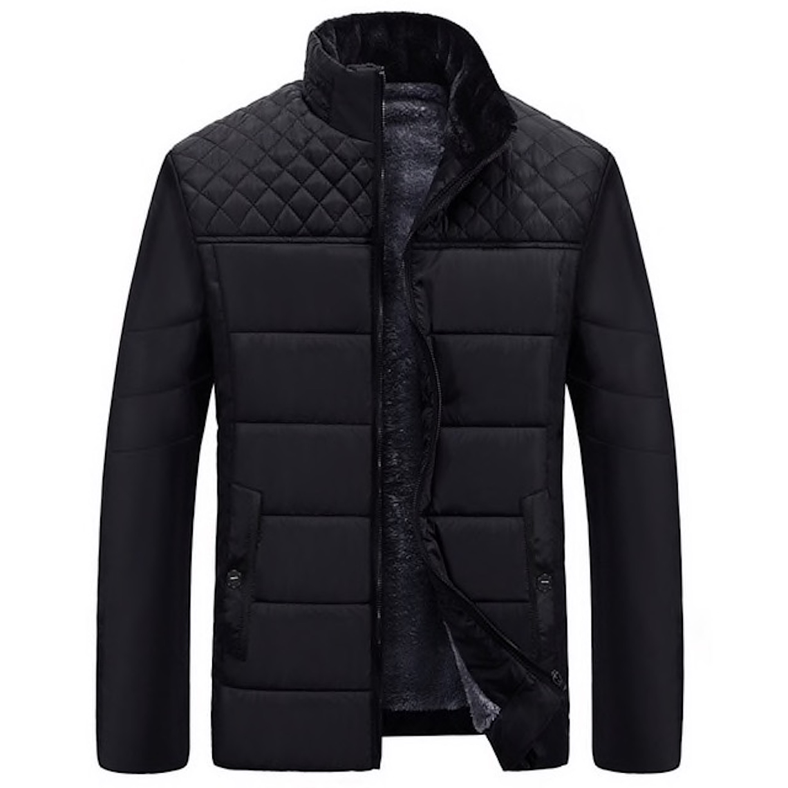 Chaqueta Casual Hombre Lana Alta Calidad Acolchada 609 Negro 1