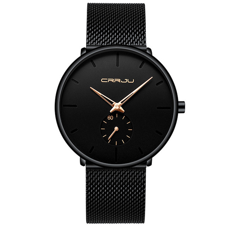 Reloj Hombre Lujo Delgado Malla Acero CRRJU 2150 Negro Dorado 1