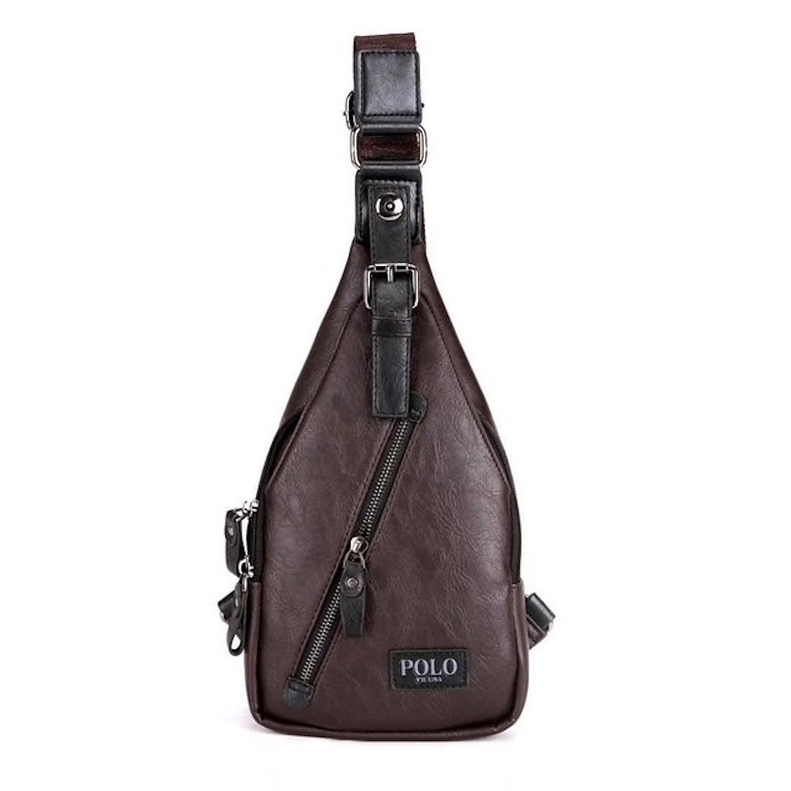 Bolso Hombre Cruzado Cuero Boton Magnetico 1
