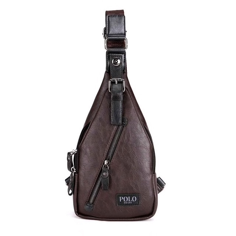 Bolso Hombre Cruzado Cuero Boton Magnetico 1