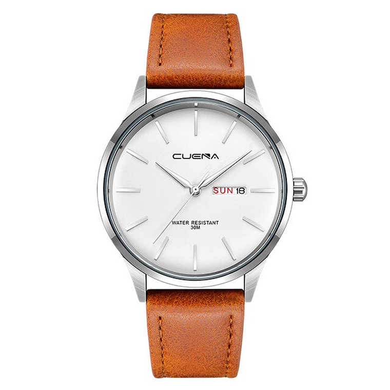 Reloj Hombre Cuarzo Lujo Pulso Cuero CUENA 6646 5