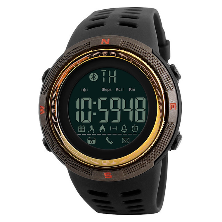 Reloj Smartwatch Bluetooth Podómetro SKMEI 1250 Negro Dorado 1