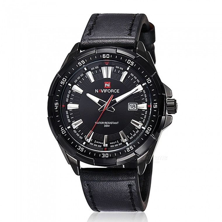 Reloj Hombre Cuarzo Pulso Cuero Fecha NAVIFORCE 9056 2