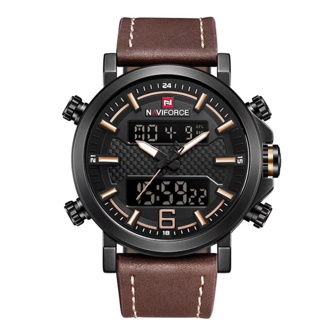 Reloj Hombre Deportivo Cuero LED NAVIFORCE 9135 5