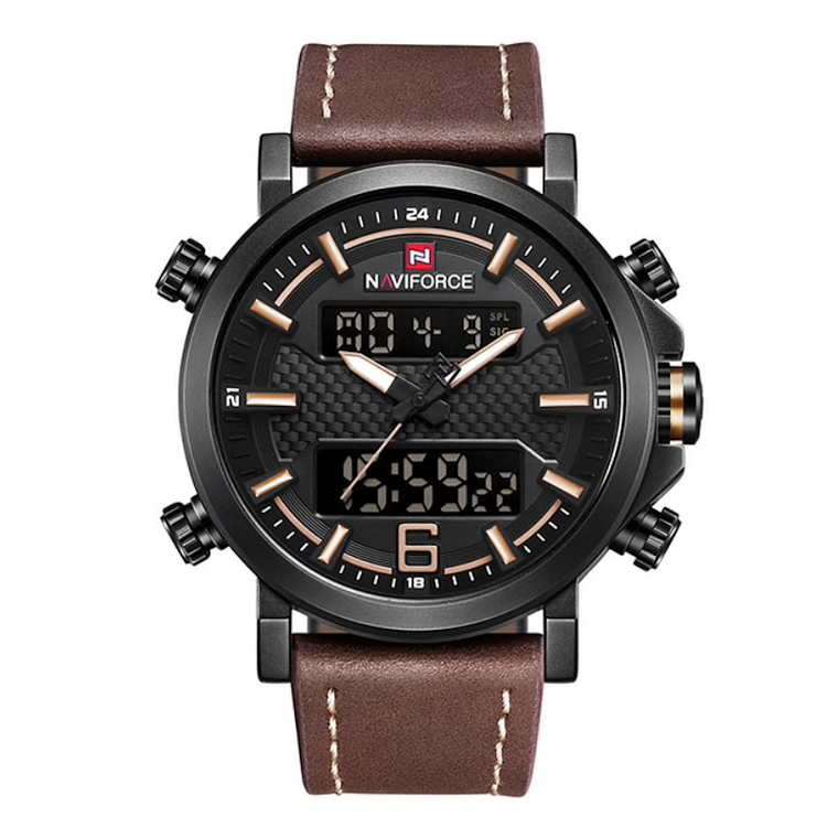 Reloj Hombre Deportivo Cuero LED NAVIFORCE 9135 5