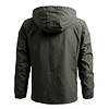 Chaqueta Hombre DT723 Negro Cortavientos Impermeable Estilo Militar Capucha Senderismo Ciclismo Aire Libre