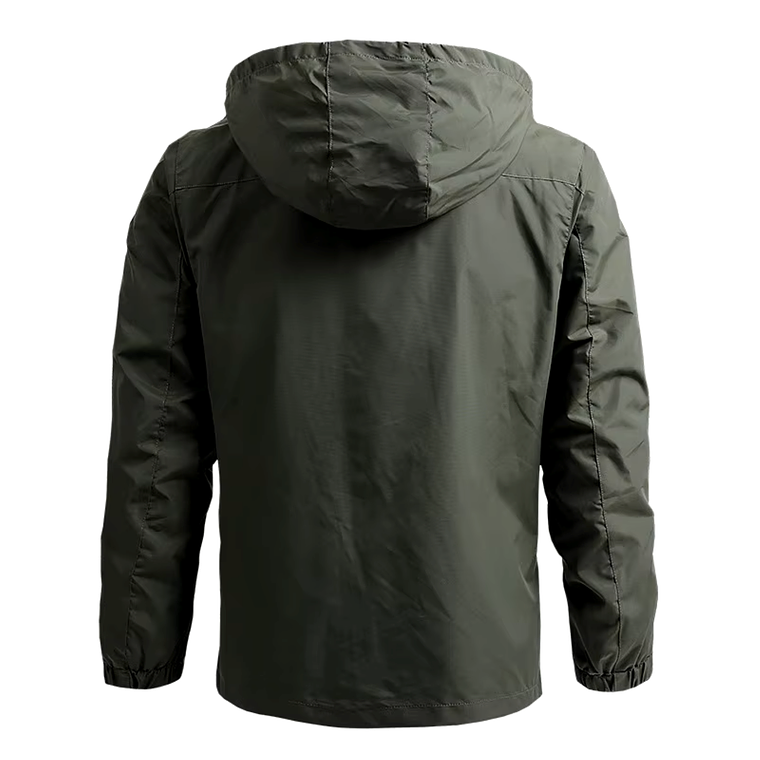 Chaqueta Hombre DT723 Negro Cortavientos Impermeable Estilo Militar Capucha Senderismo Ciclismo Aire Libre 3
