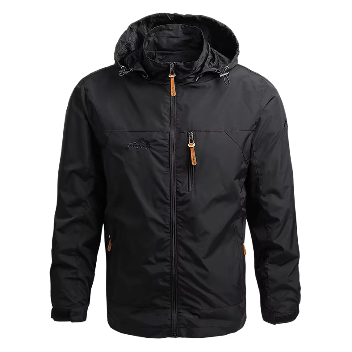 Chaqueta Hombre DT723 Negro Cortavientos Impermeable Estilo Militar Capucha Senderismo Ciclismo Aire Libre 2