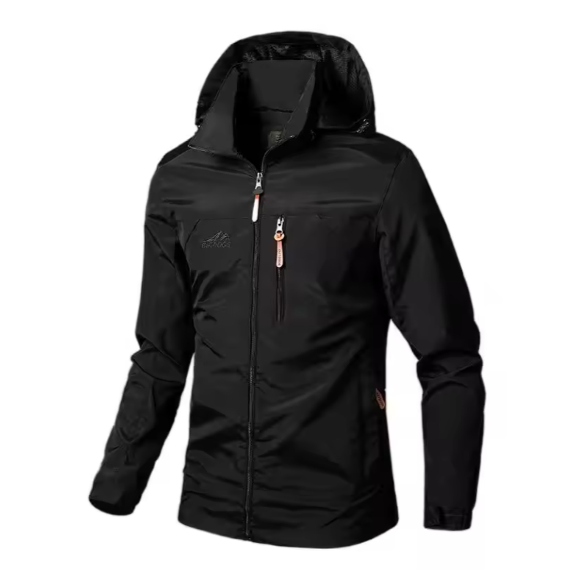 Chaqueta Hombre DT723 Negro Cortavientos Impermeable Estilo Militar Capucha Senderismo Ciclismo Aire Libre 1