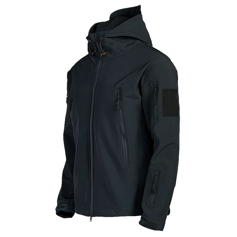 Chaqueta Tactica DT821 Negro Hombre Capucha Tipo Militar 2