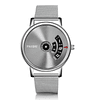 Reloj Cuarzo Dial Giratorio Malla Acero W070301-2 Negro Plateado