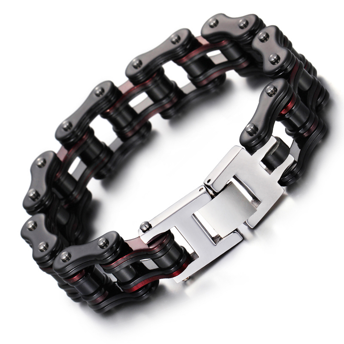 Pulsera Para Hombre Acero Cadena Bicicleta 16mm Negro 2230 1