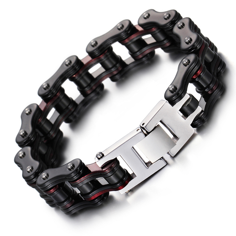 Pulsera Para Hombre Acero Cadena Bicicleta 16mm Negro 2230 1
