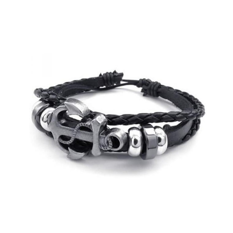 Pulsera Cuero Vintage Ancla 2