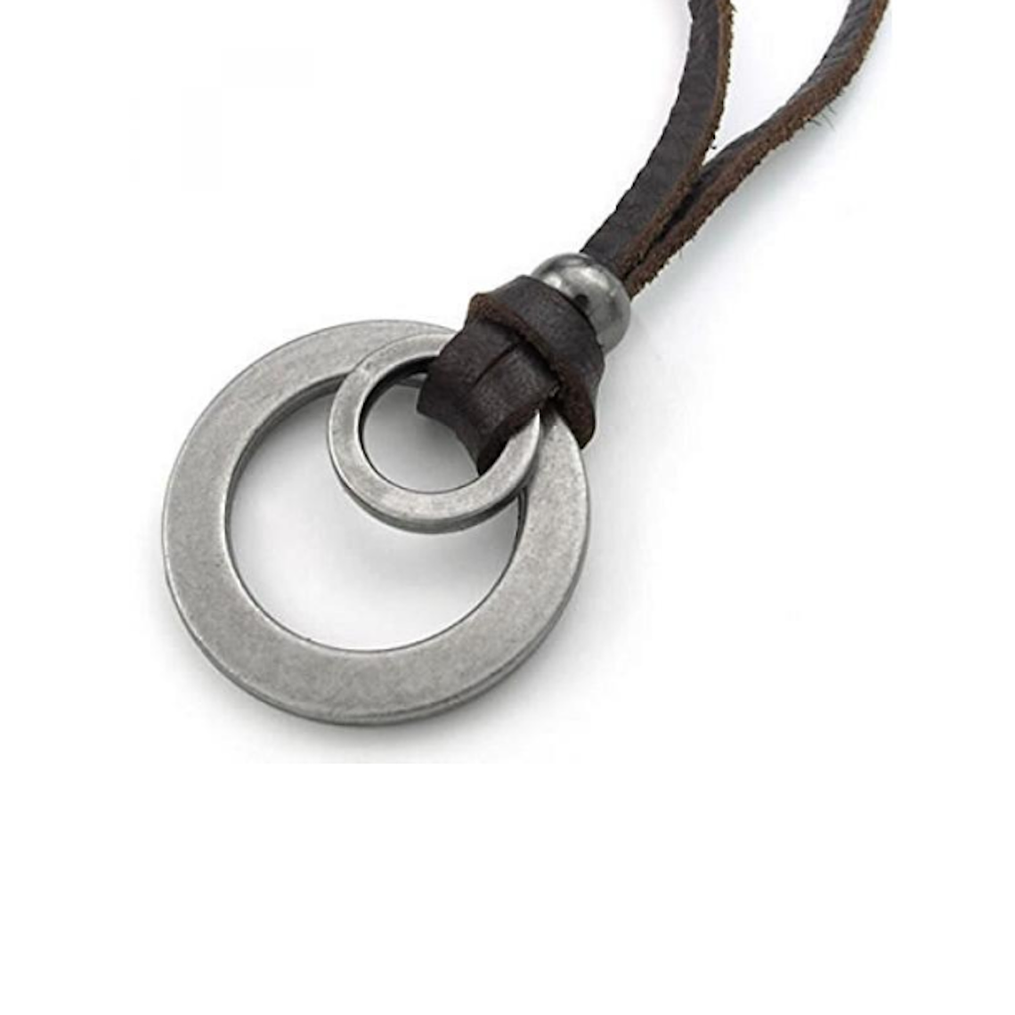 Collar Cuero Doble Aro Marron 2