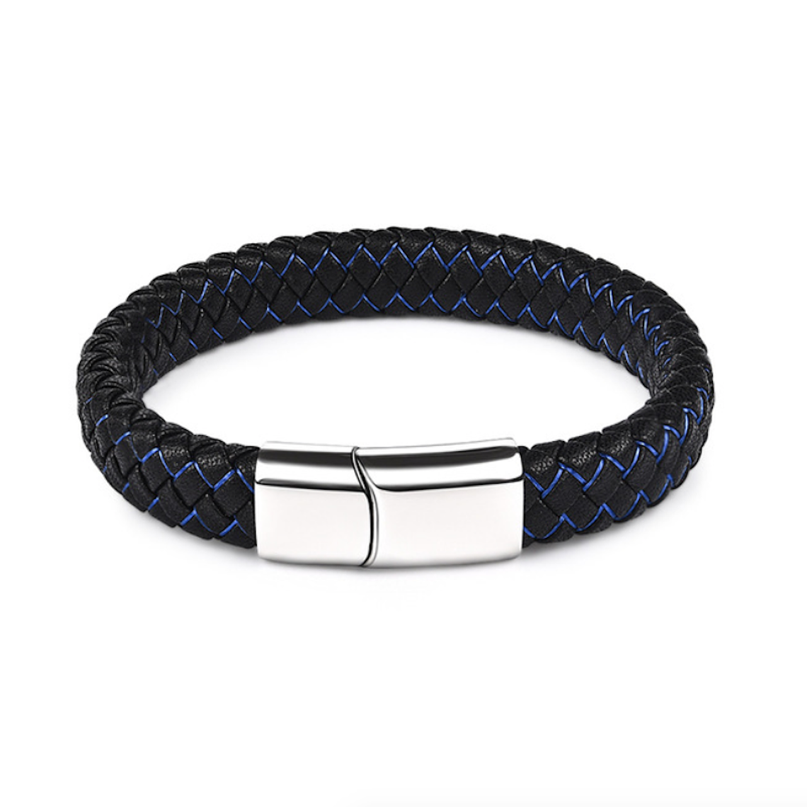 Manilla Pulsera Hombres Trenzada Cuero Acero 2